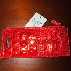 Brahmin Red Croc Embossed Credit card wallet in heartbreaker